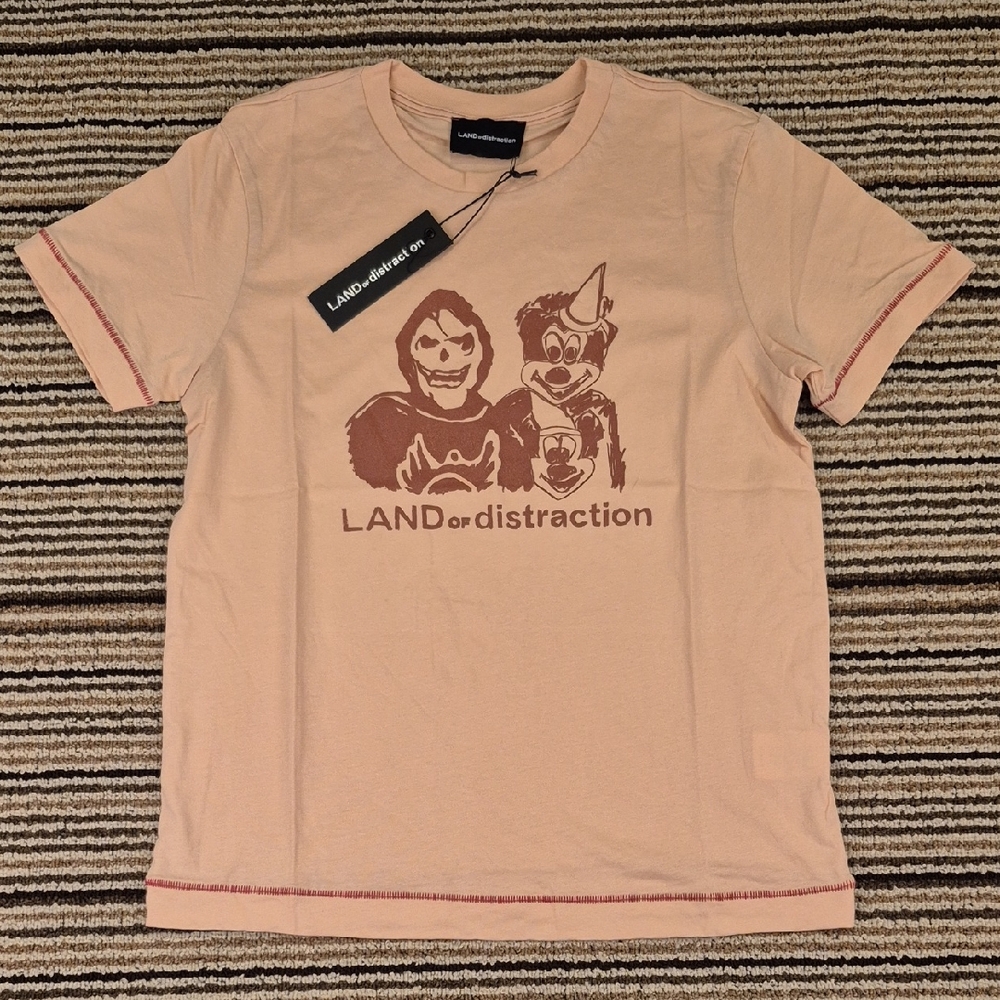 LAND‎ OF DISTRACTION Nude Beige Kate Organic Cotton Womens Sz M Short Sleeve Top